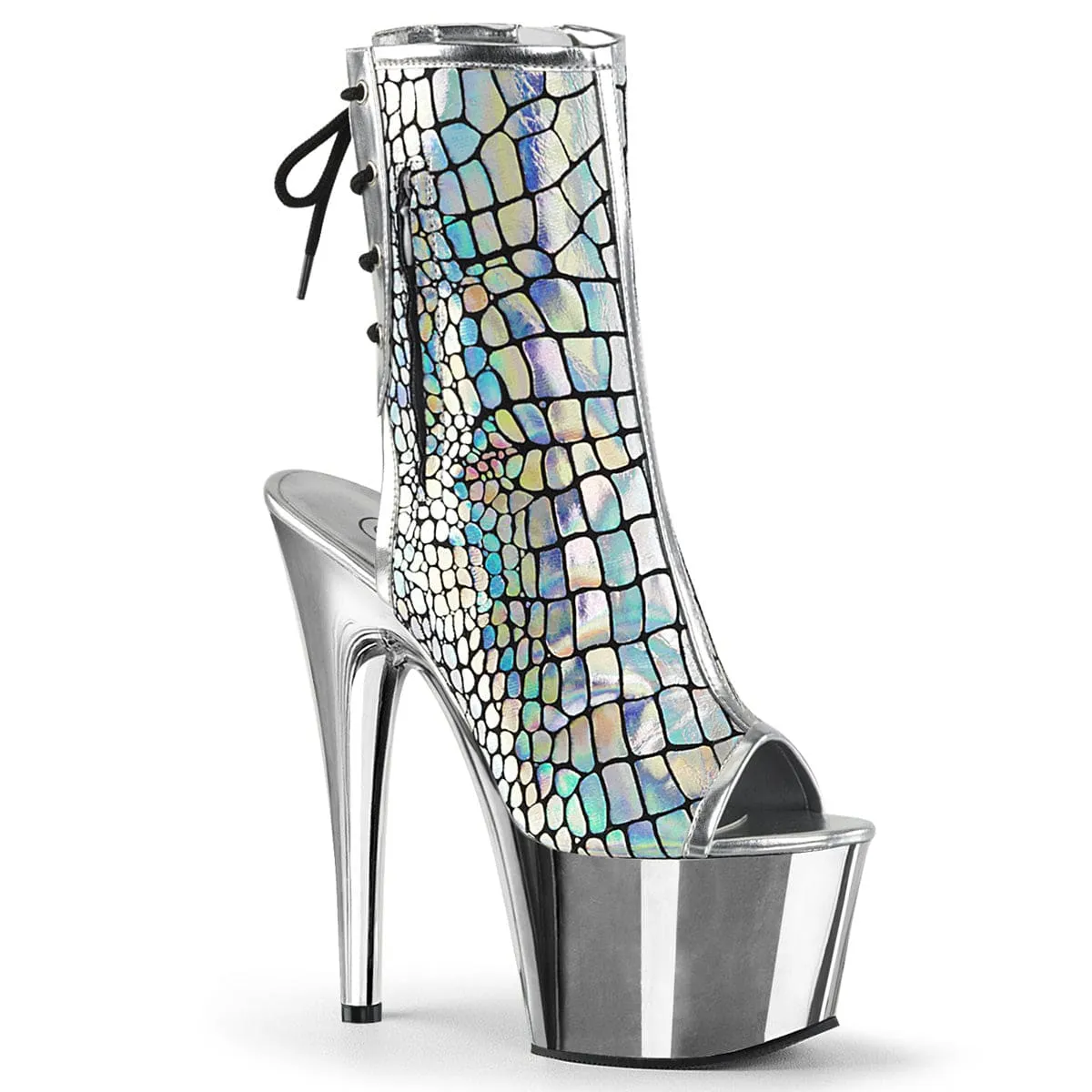 ADORE-1018HG Silver Hologram Ostrich Pu/Silver Chrome