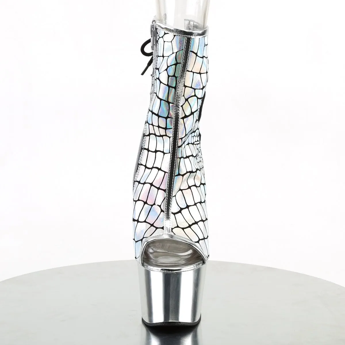 ADORE-1018HG Silver Hologram Ostrich Pu/Silver Chrome