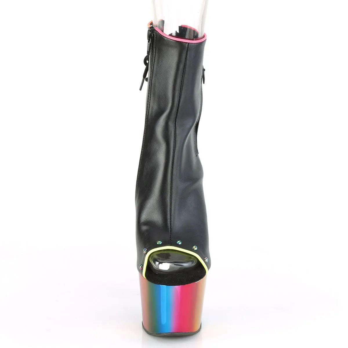 ADORE-1018RC-02 Black Faux Leather/Rainbow Chrome
