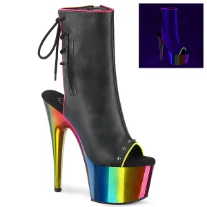 ADORE-1018RC-02 Black Faux Leather/Rainbow Chrome