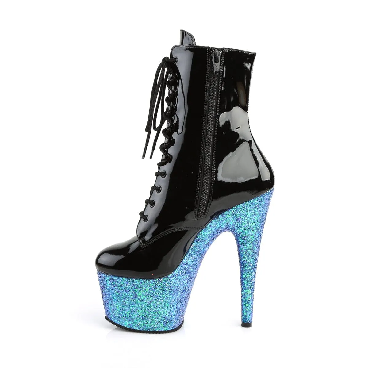 ADORE-1020LG Black Patent/Blue Multi Glitter