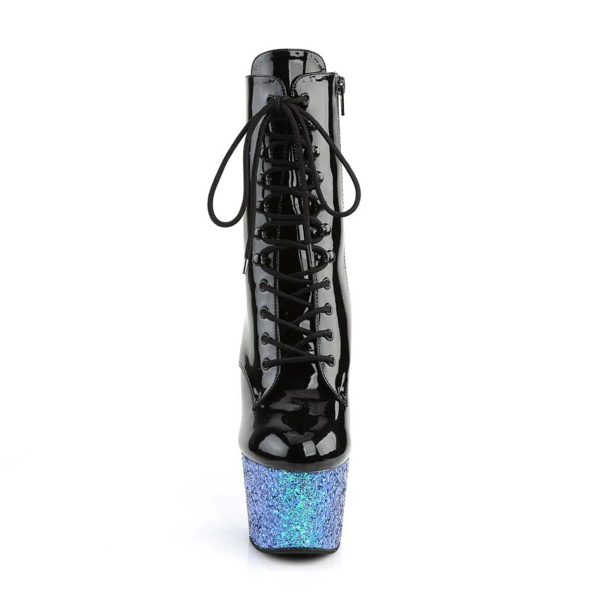 ADORE-1020LG Black Patent/Blue Multi Glitter
