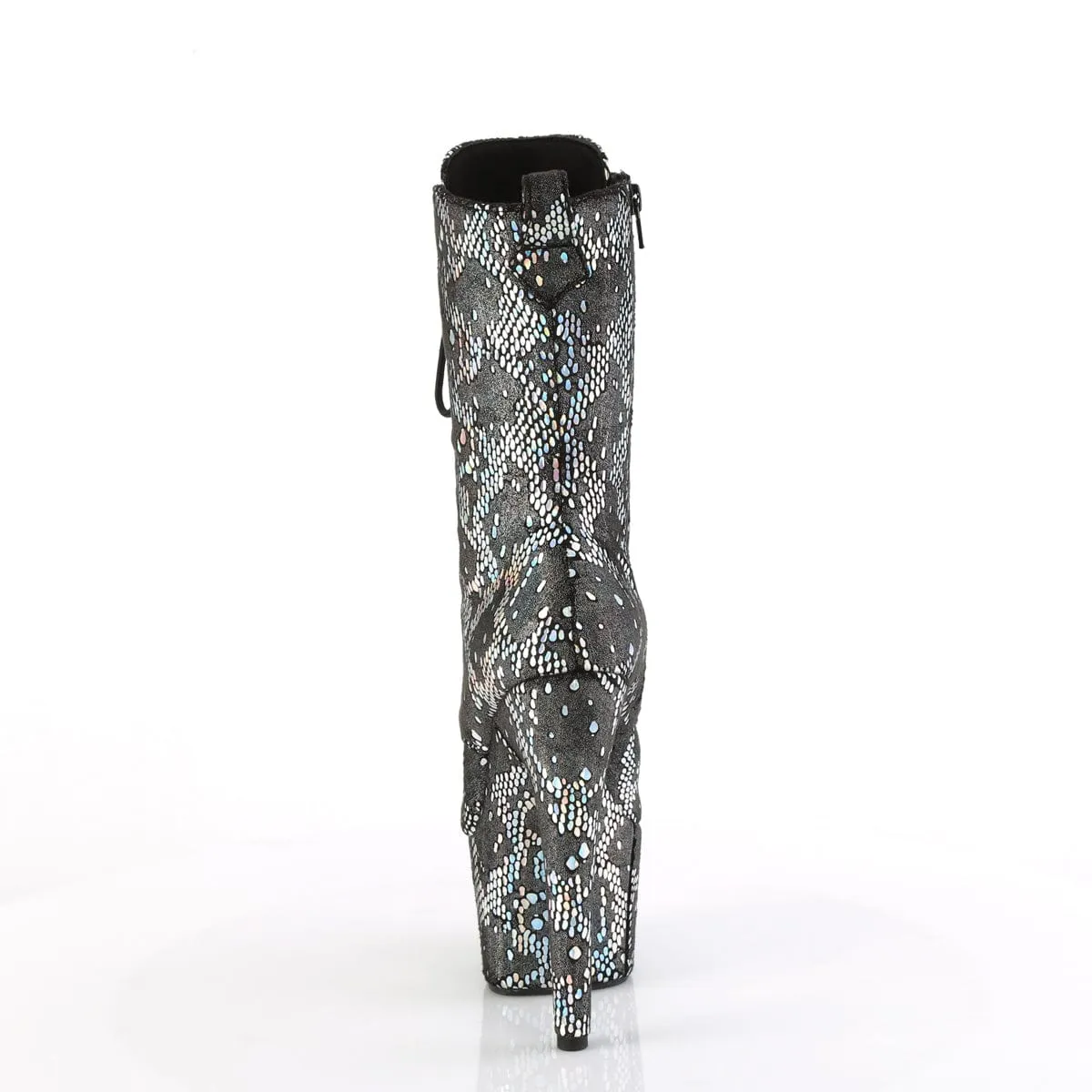 ADORE-1040S Platform  Silver Metallic Hologram Snake Print Fabric/