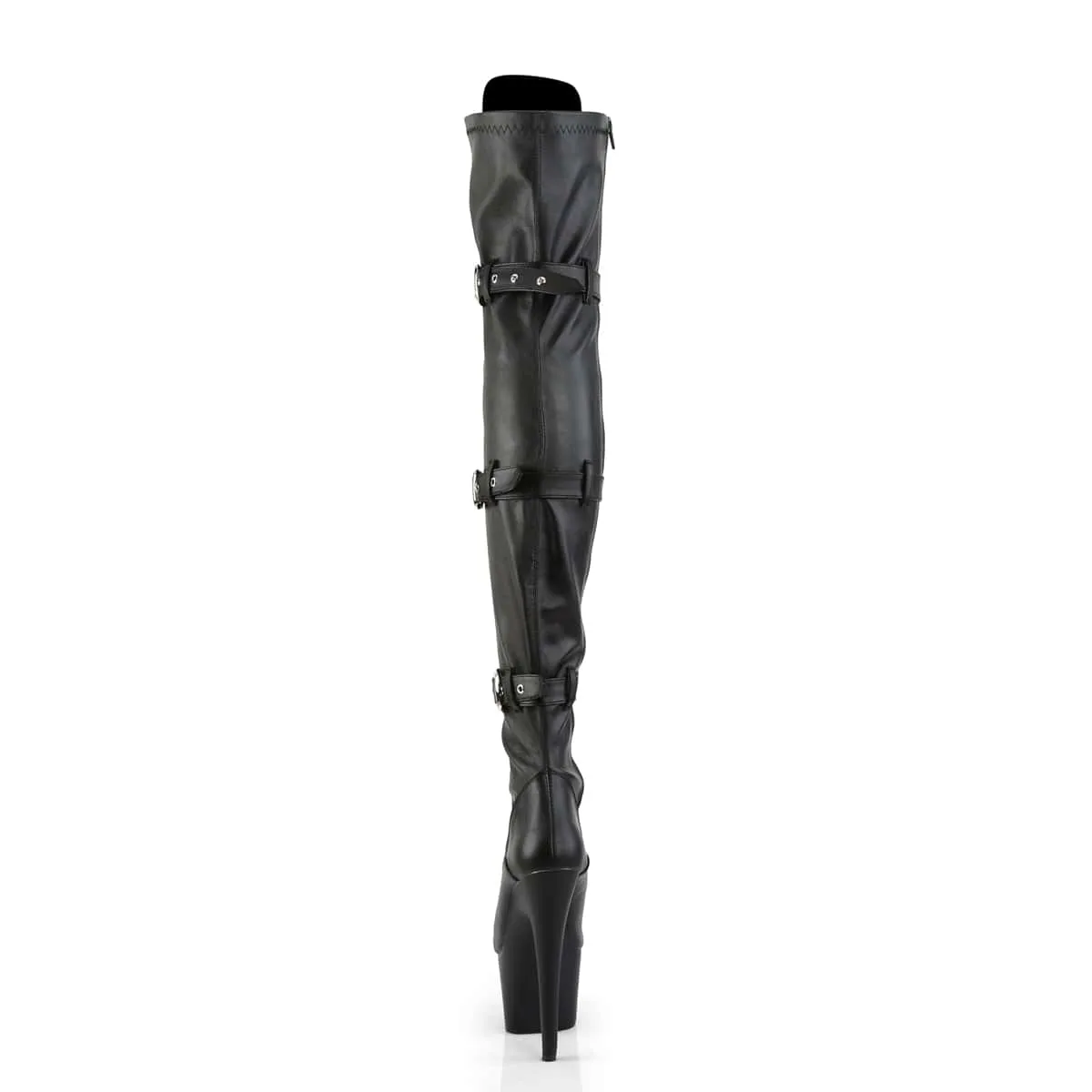 ADORE-3028 Black Stretch Faux Leather/Black Matte