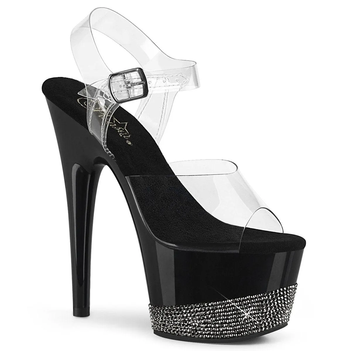 ADORE-708-3 Clear/Black-Pewter Rhinestones