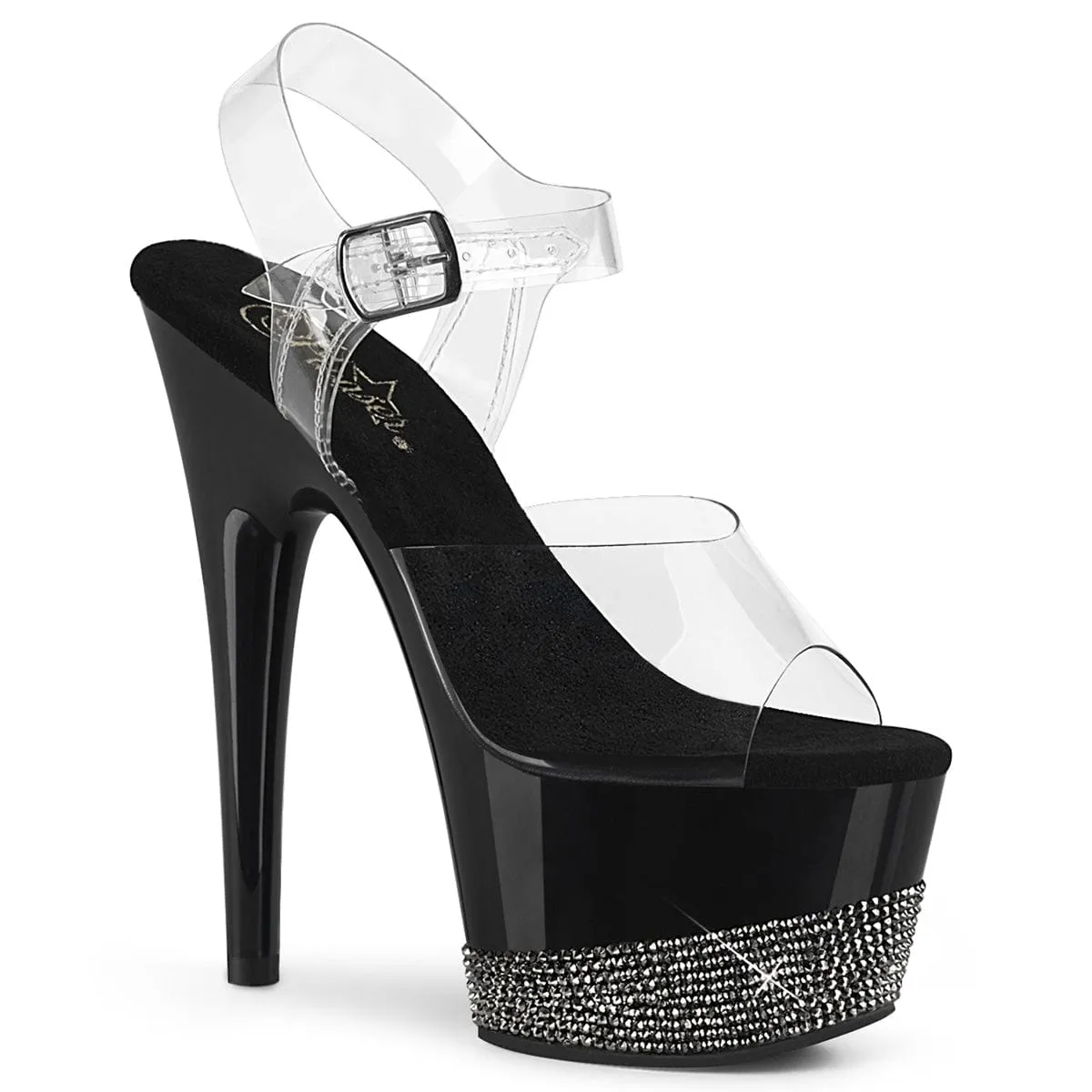 ADORE-708-3 Clear/Black-Pewter Rhinestones
