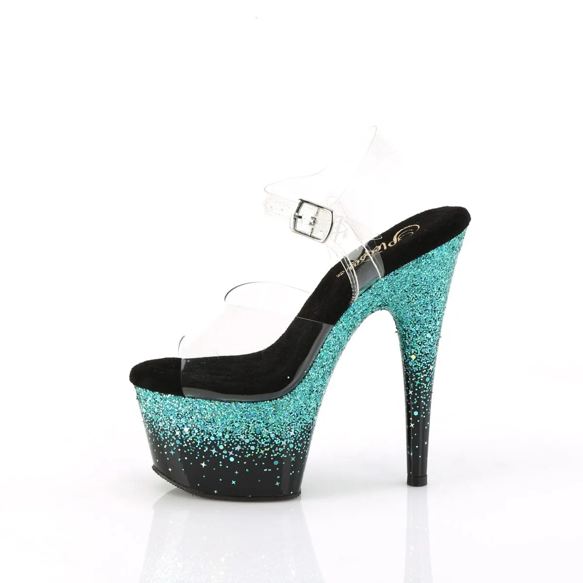 ADORE-708SS Clear/Black-Turquoise Multi Glitter
