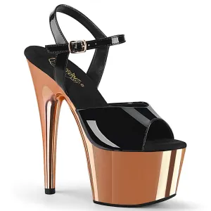 ADORE-709 Black Patent/Rose Gold Chrome