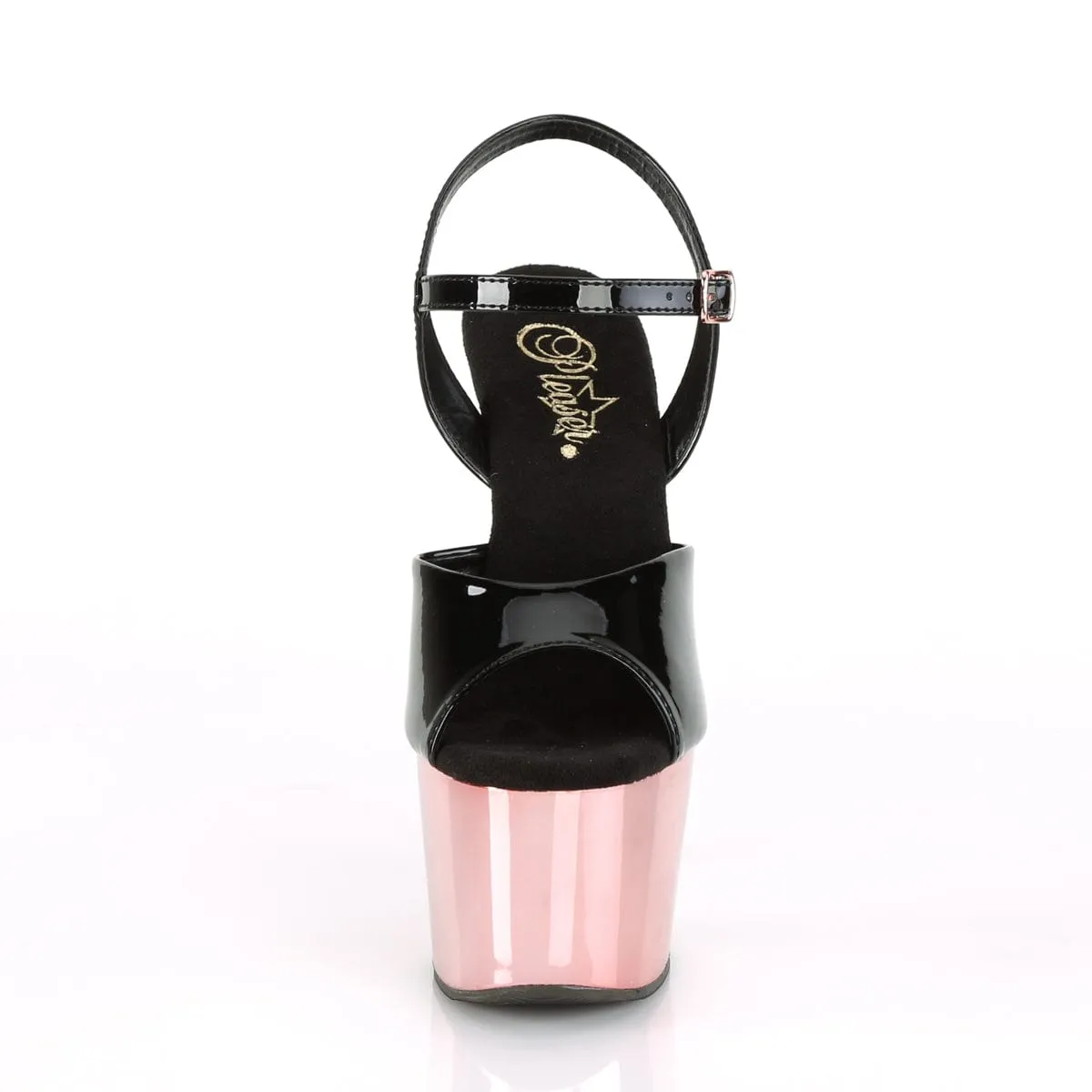 ADORE-709 Black Patent/Rose Gold Chrome