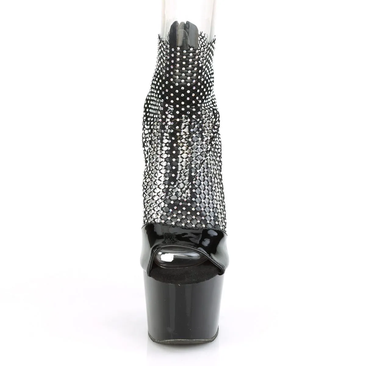ADORE-765RM Black Patent -Rhinestones Mesh/Black
