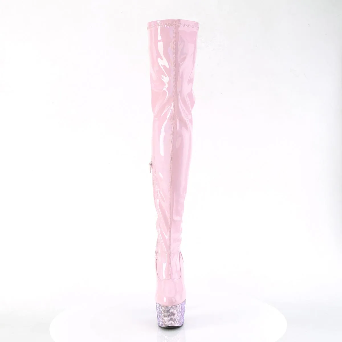 BEJEWELED-3000-7 Baby Pink Stretch Holo Patent/Baby Pink AB Rhinestones