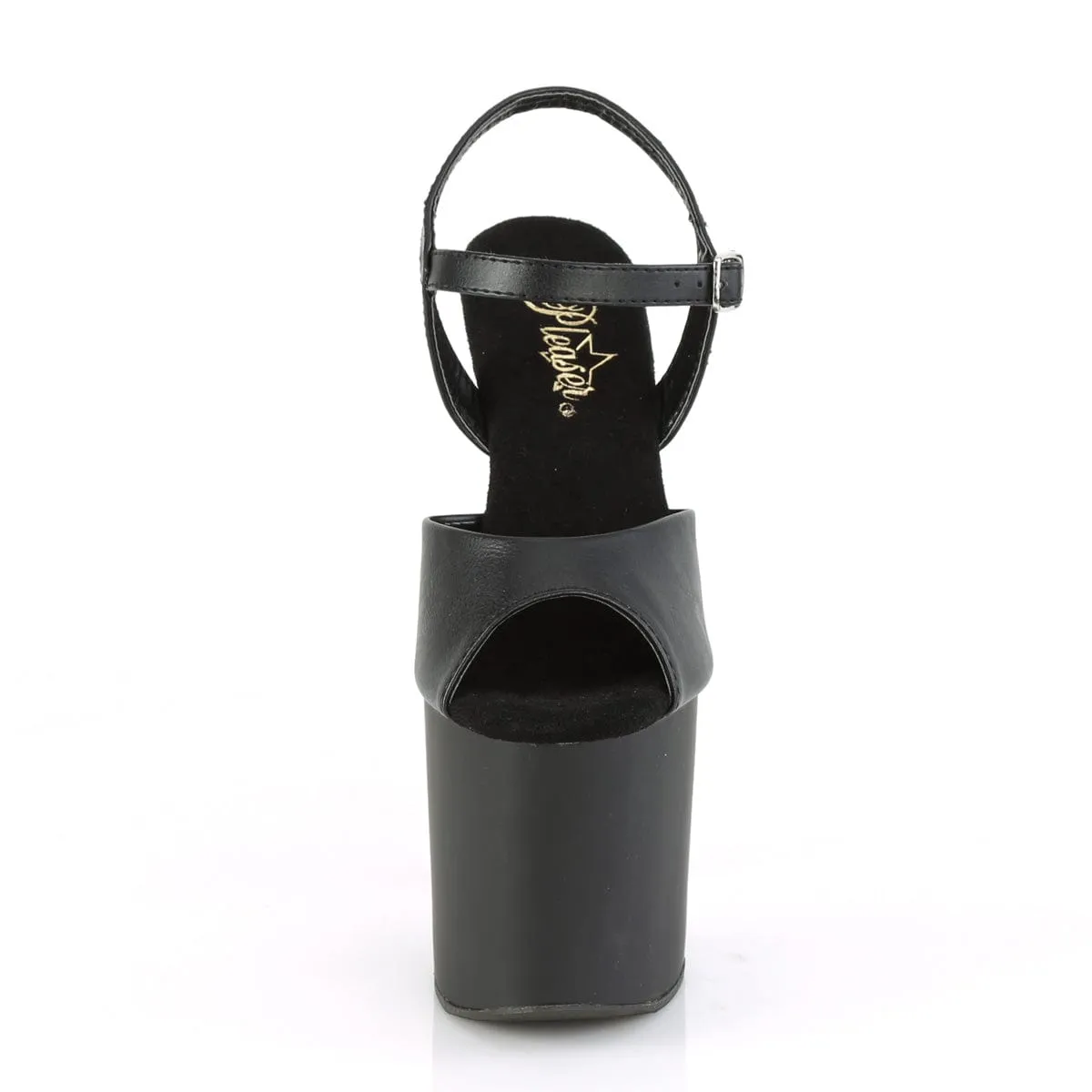 BONDGIRL-709 Black Faux Leather/Black Matte