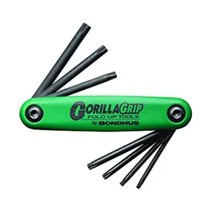 Bondhus 12638 Gorilla Grip Set of 8 TR9 - TR40 Tamper Resistant TORX Fold Up Tool