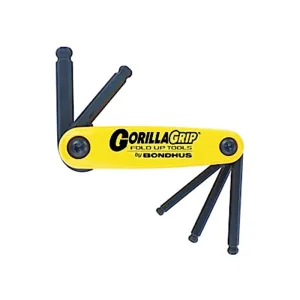 Bondhus 12894 GorillaGrip Set of 5 3/16 - 3/8" Ball End Fold up Tools