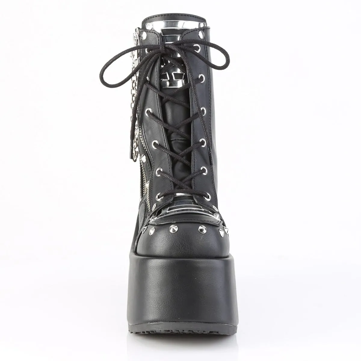 CAMEL-208 Black Vegan Leather Ankle Boots