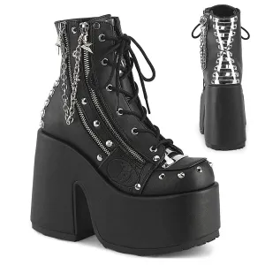 CAMEL-208 Black Vegan Leather Ankle Boots