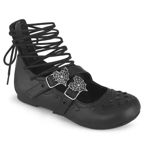 DAISY-11 Black Vegan Leather Flats
