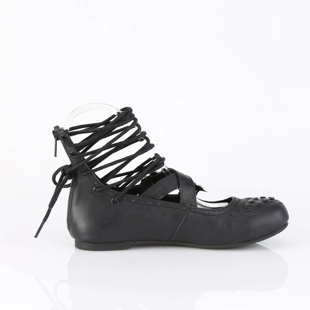 DAISY-11 Black Vegan Leather Flats