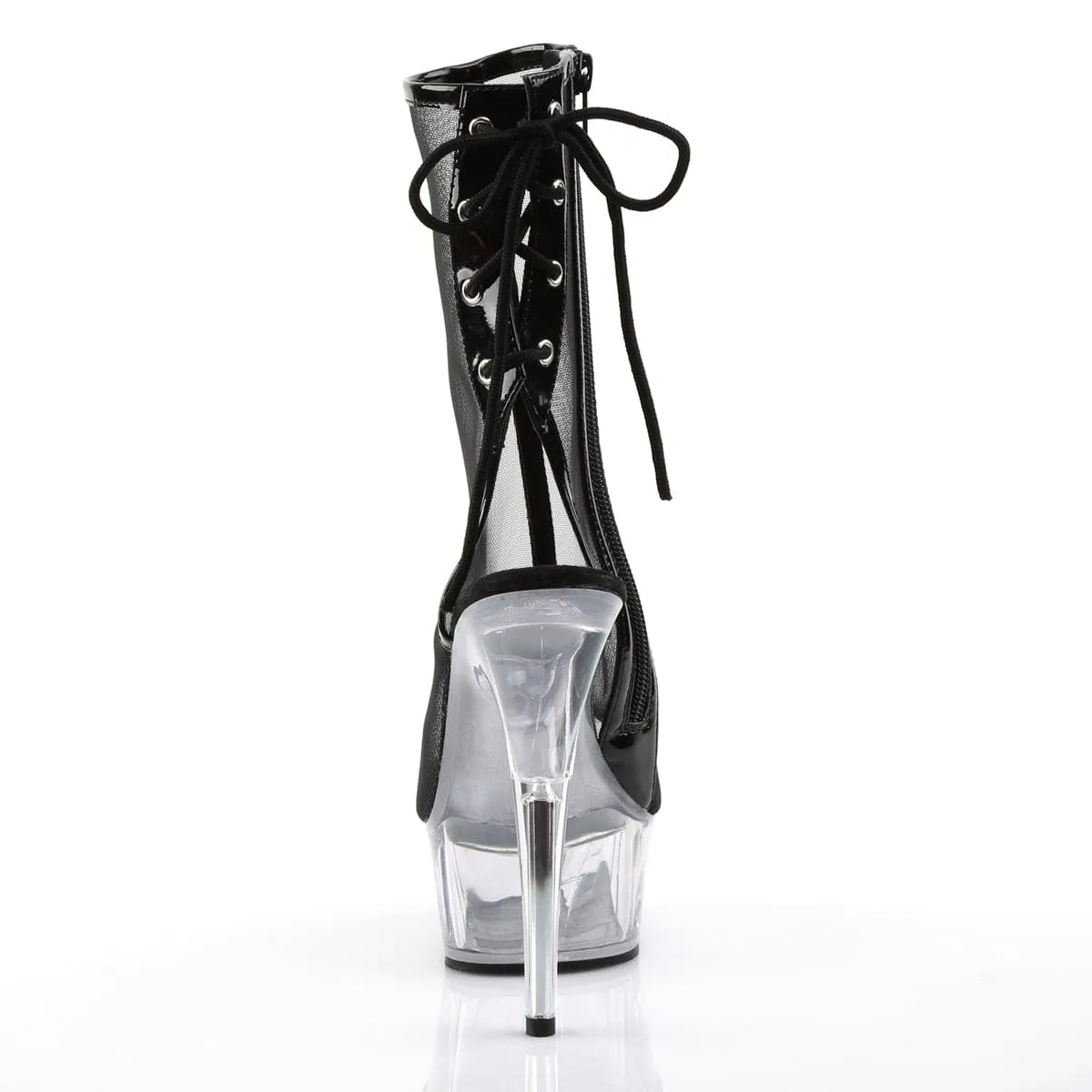 DELIGHT-1018MSH Black Patent -Mesh/Clear