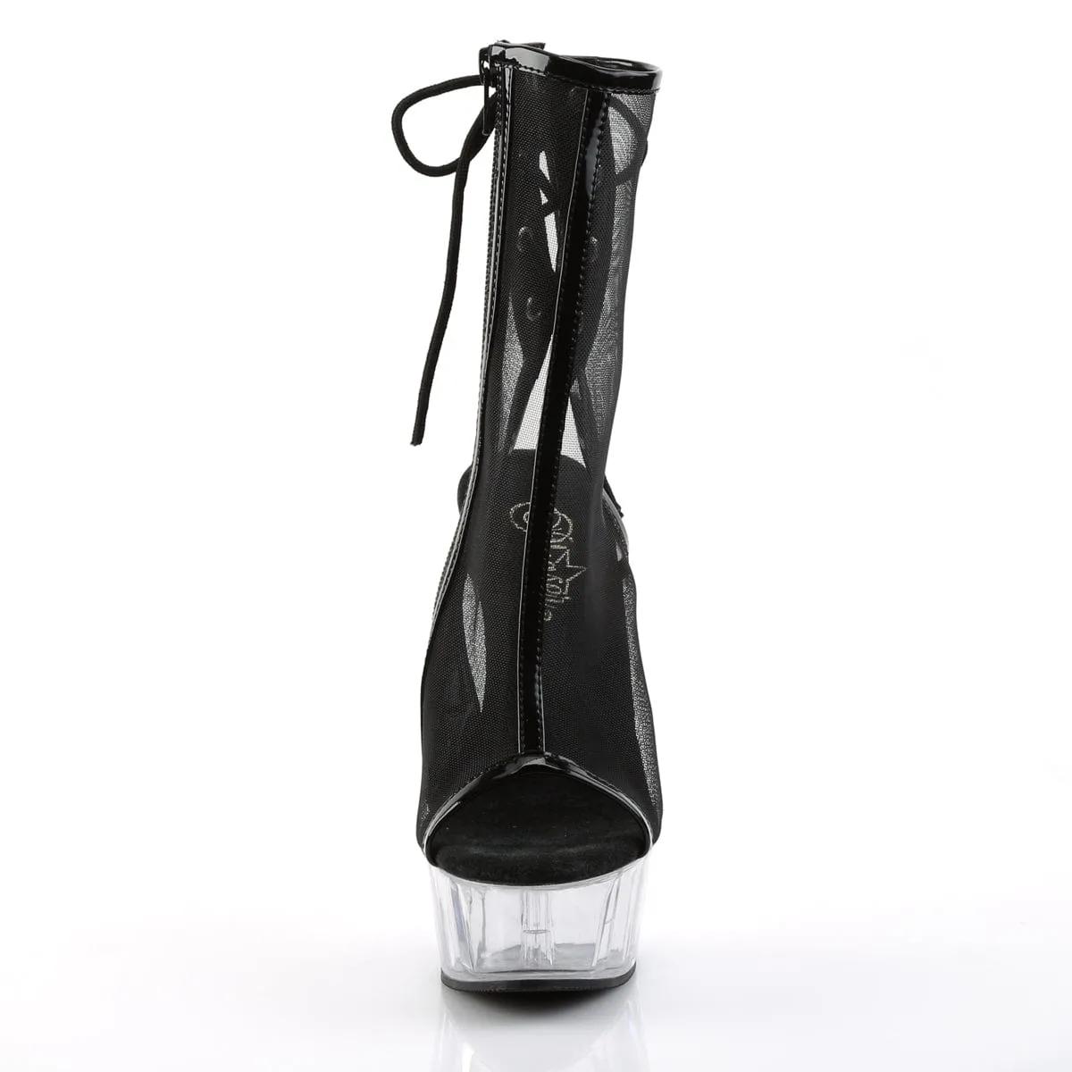 DELIGHT-1018MSH Black Patent -Mesh/Clear