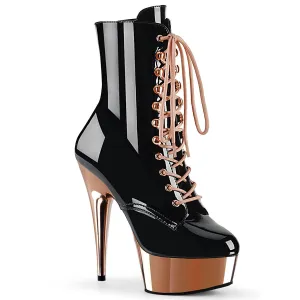 DELIGHT-1020 Black Patent/Rose Gold Chrome