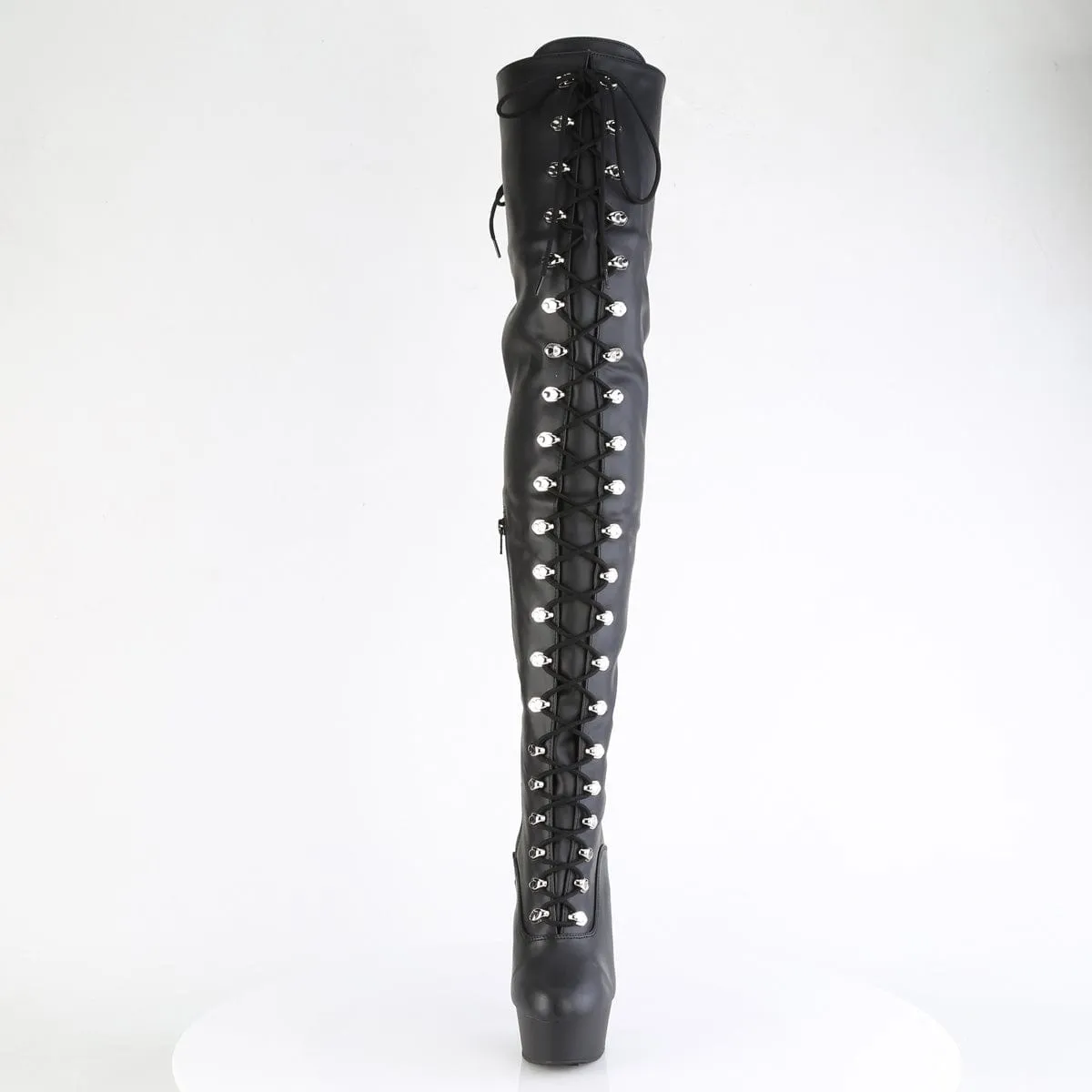 DELIGHT-3022 Black Faux Leather/Black Matte