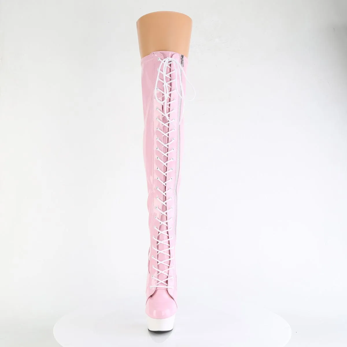 DELIGHT-3029 Baby Pink Stretch Hologram Patent/White Matte