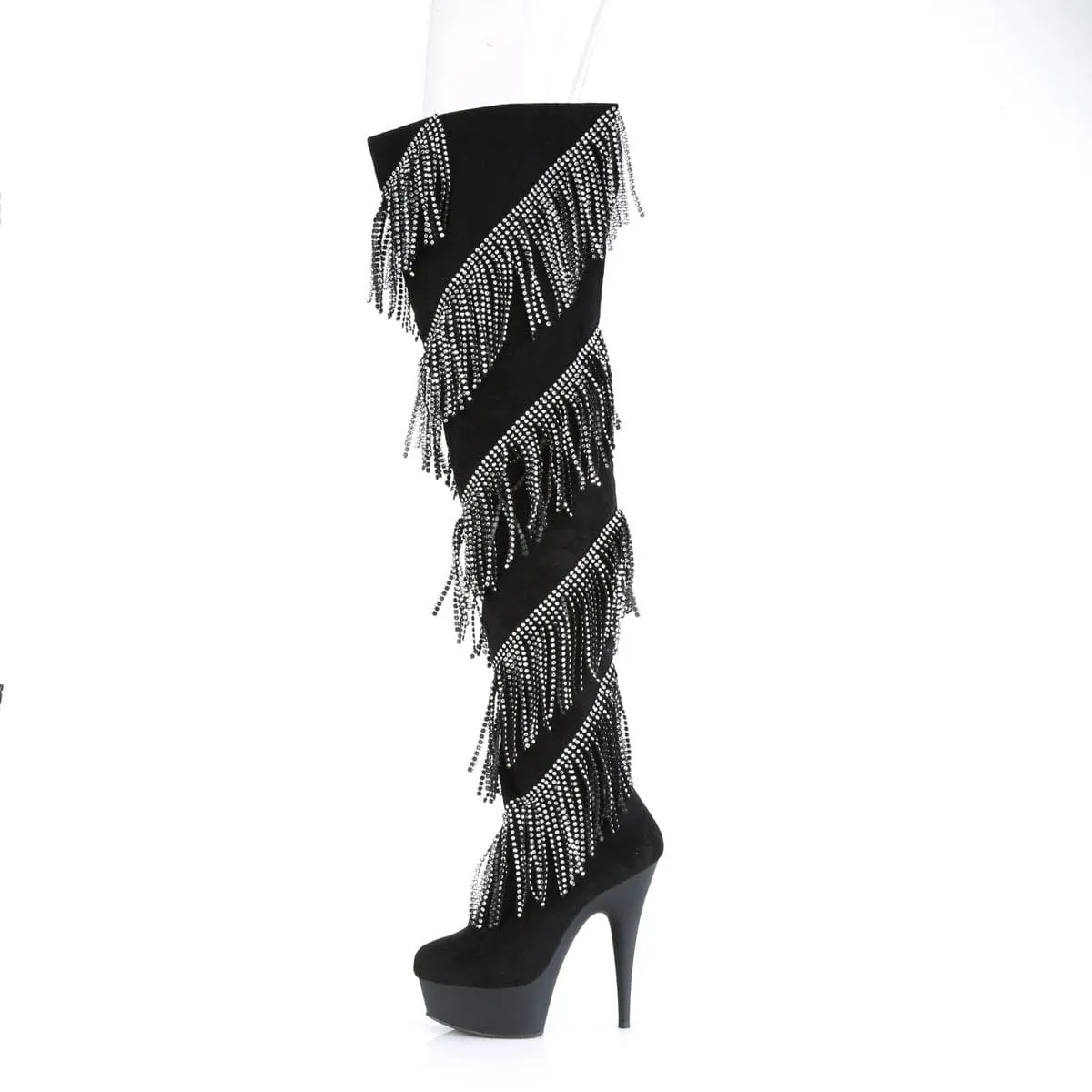 DELIGHT-3065 Black Faux Suede-Silver/Black Matte