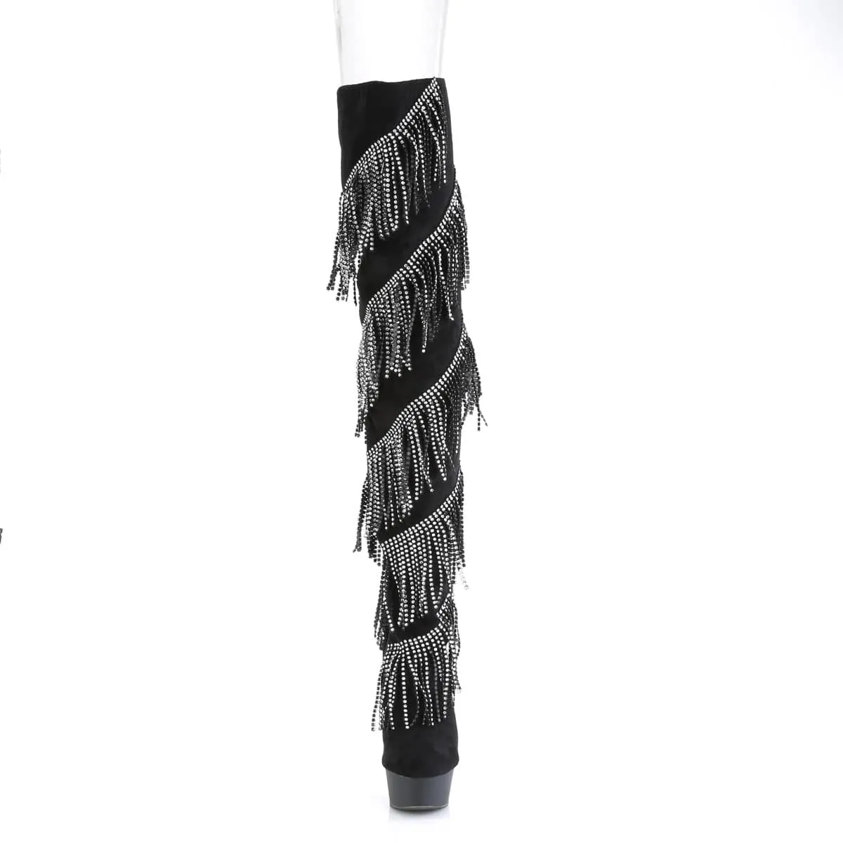 DELIGHT-3065 Black Faux Suede-Silver/Black Matte