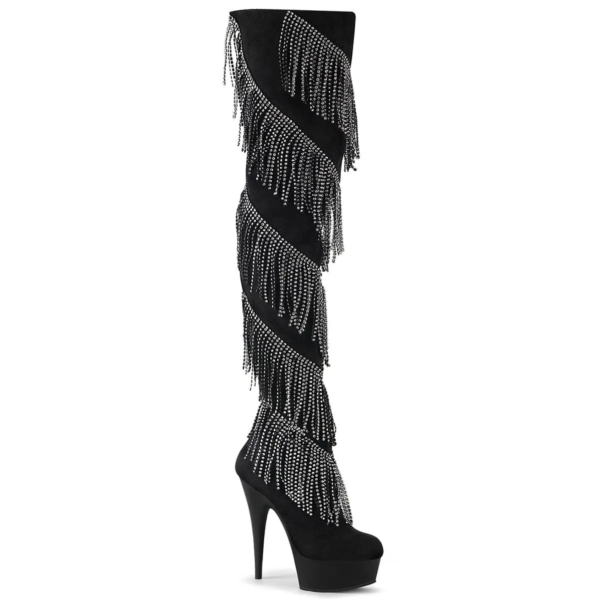 DELIGHT-3065 Black Faux Suede-Silver/Black Matte