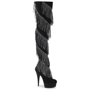 DELIGHT-3065 Black Faux Suede-Silver/Black Matte