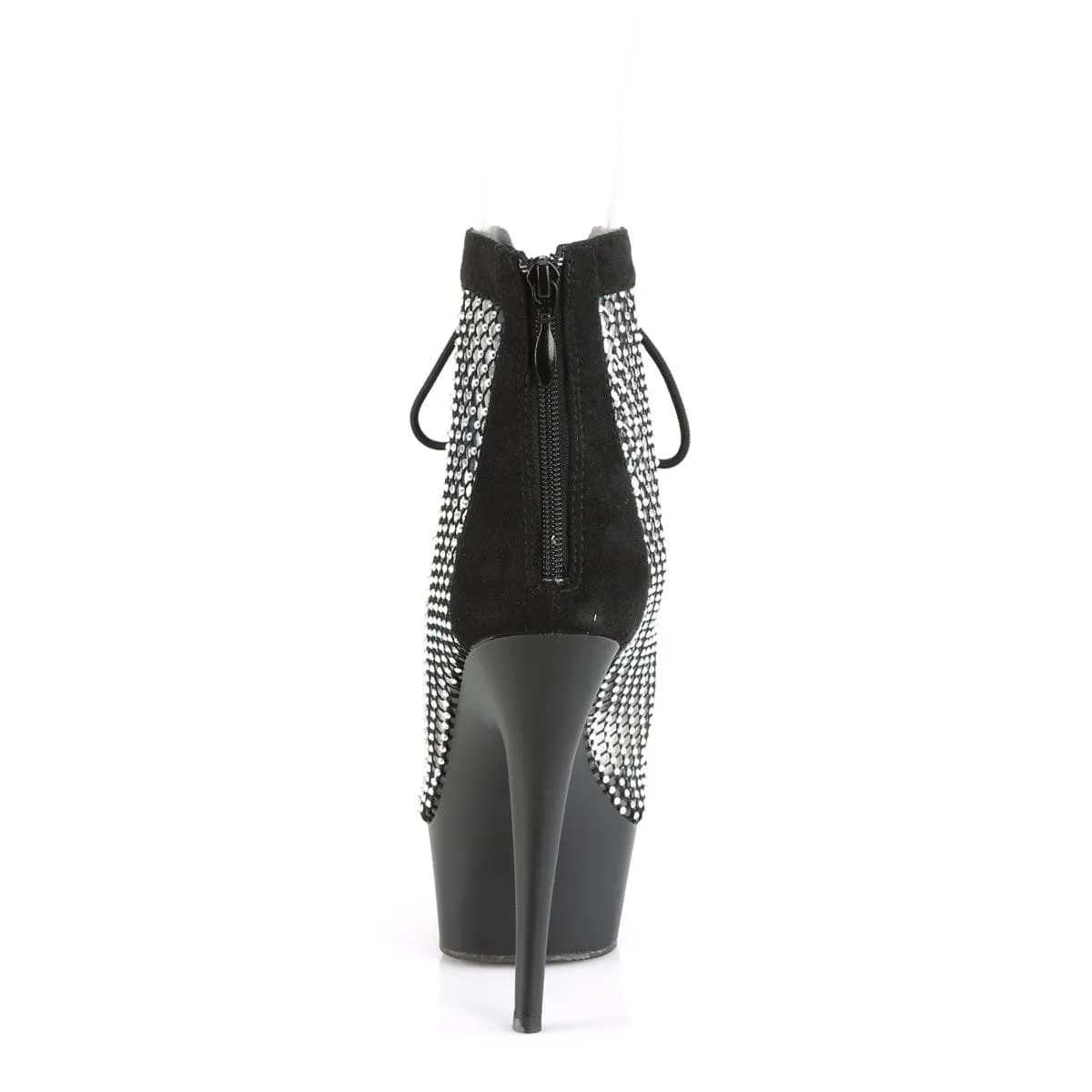 DELIGHT-600-33RM Black Faux Suede-Rhinestones Mesh/Black Matte