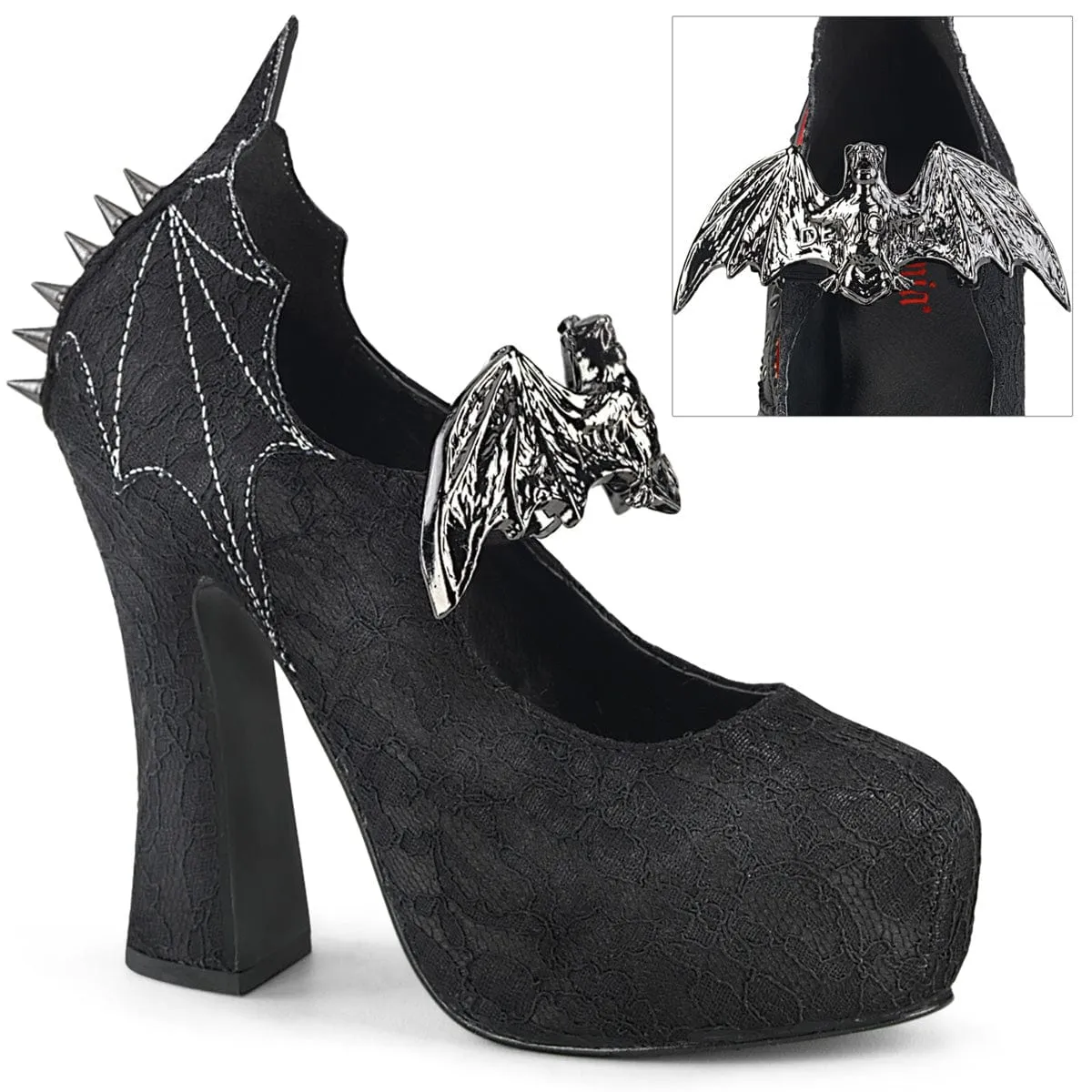 DEMON-18 Black Satin-Black Lace