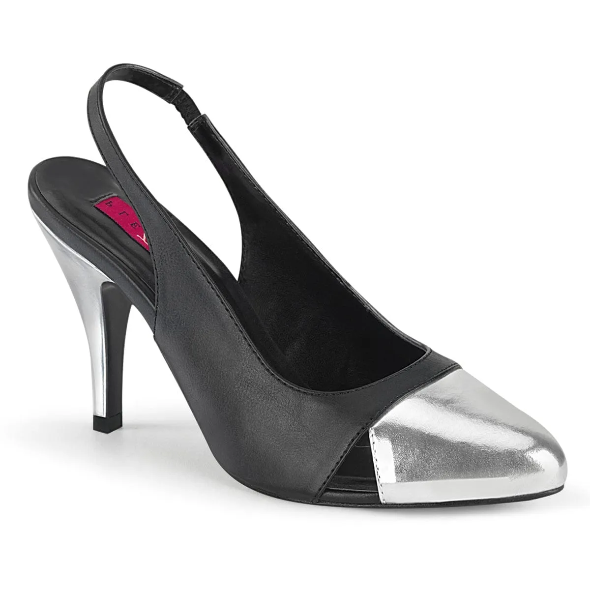 DREAM-405 Black Faux Leather-Silver Metallic Pu