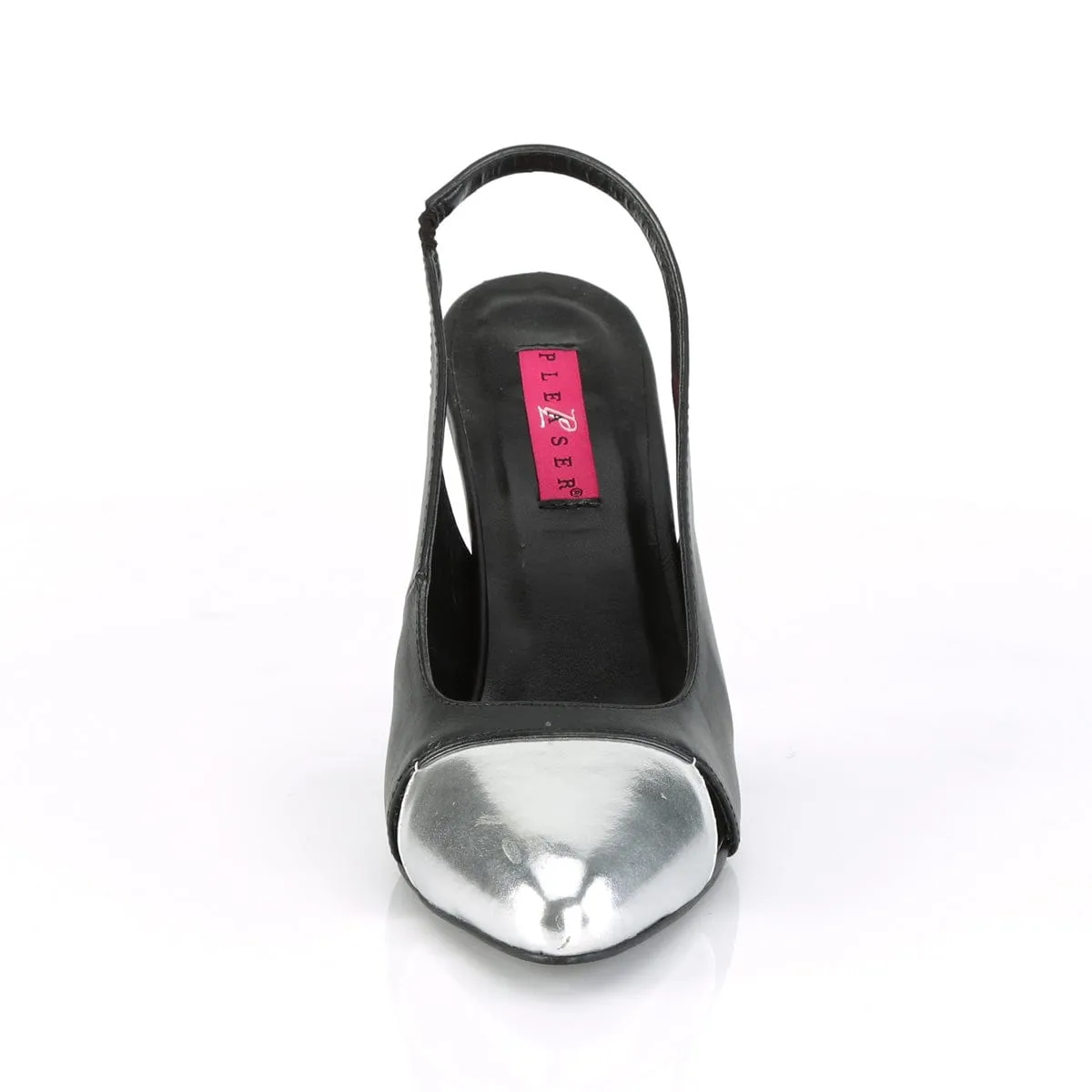DREAM-405 Black Faux Leather-Silver Metallic Pu