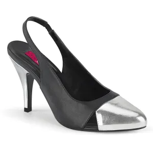 DREAM-405 Black Faux Leather-Silver Metallic Pu