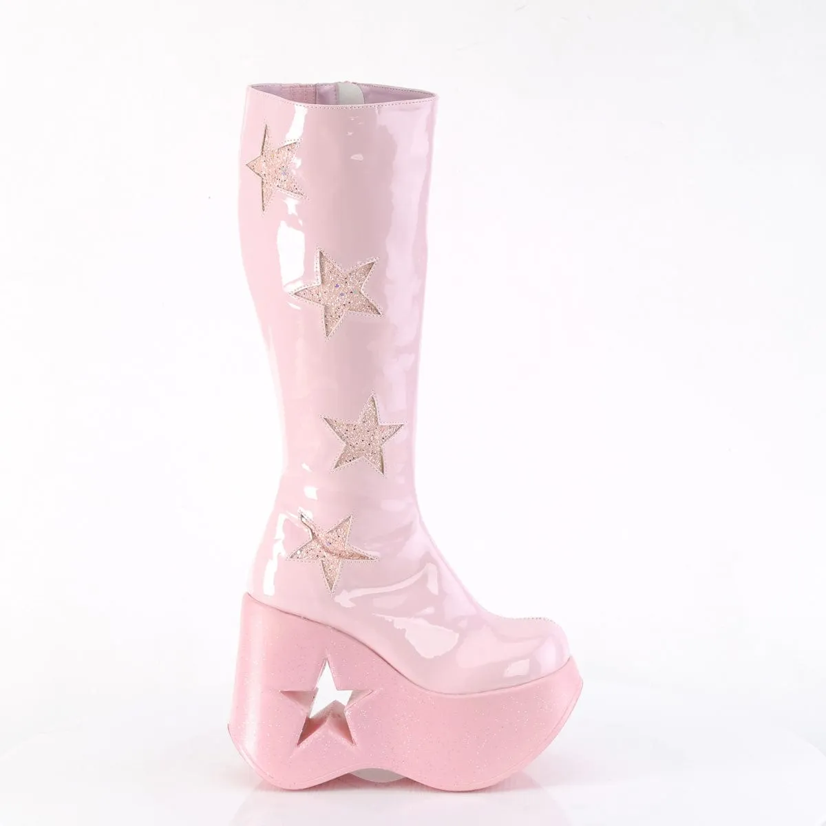 DYNAMITE-218 Baby Pink Patent -Baby Pink Multi Gliter