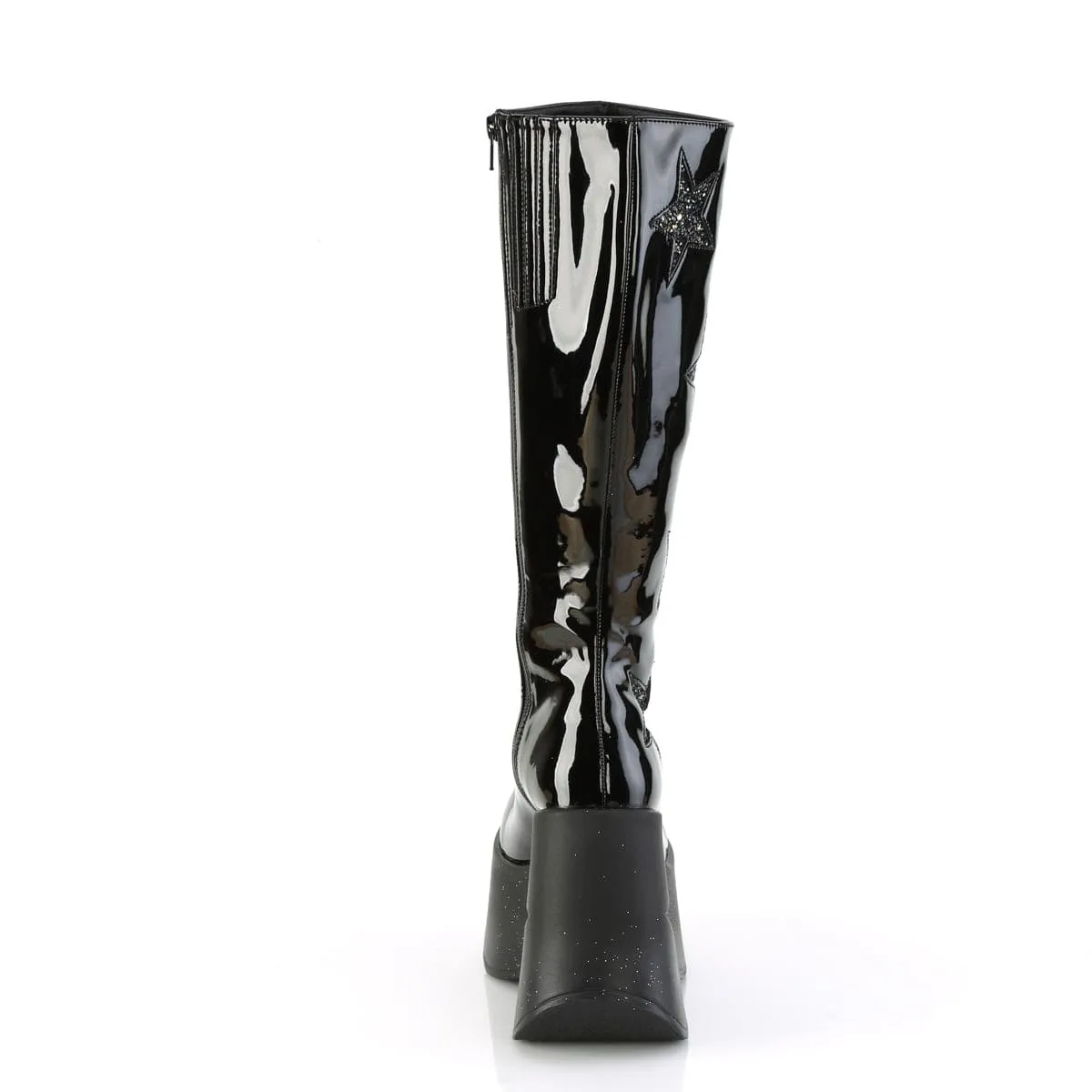 DYNAMITE-218 Black Patent -Black Multi Glitter