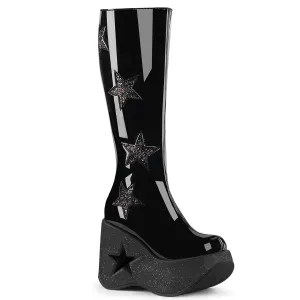 DYNAMITE-218 Black Patent -Black Multi Glitter