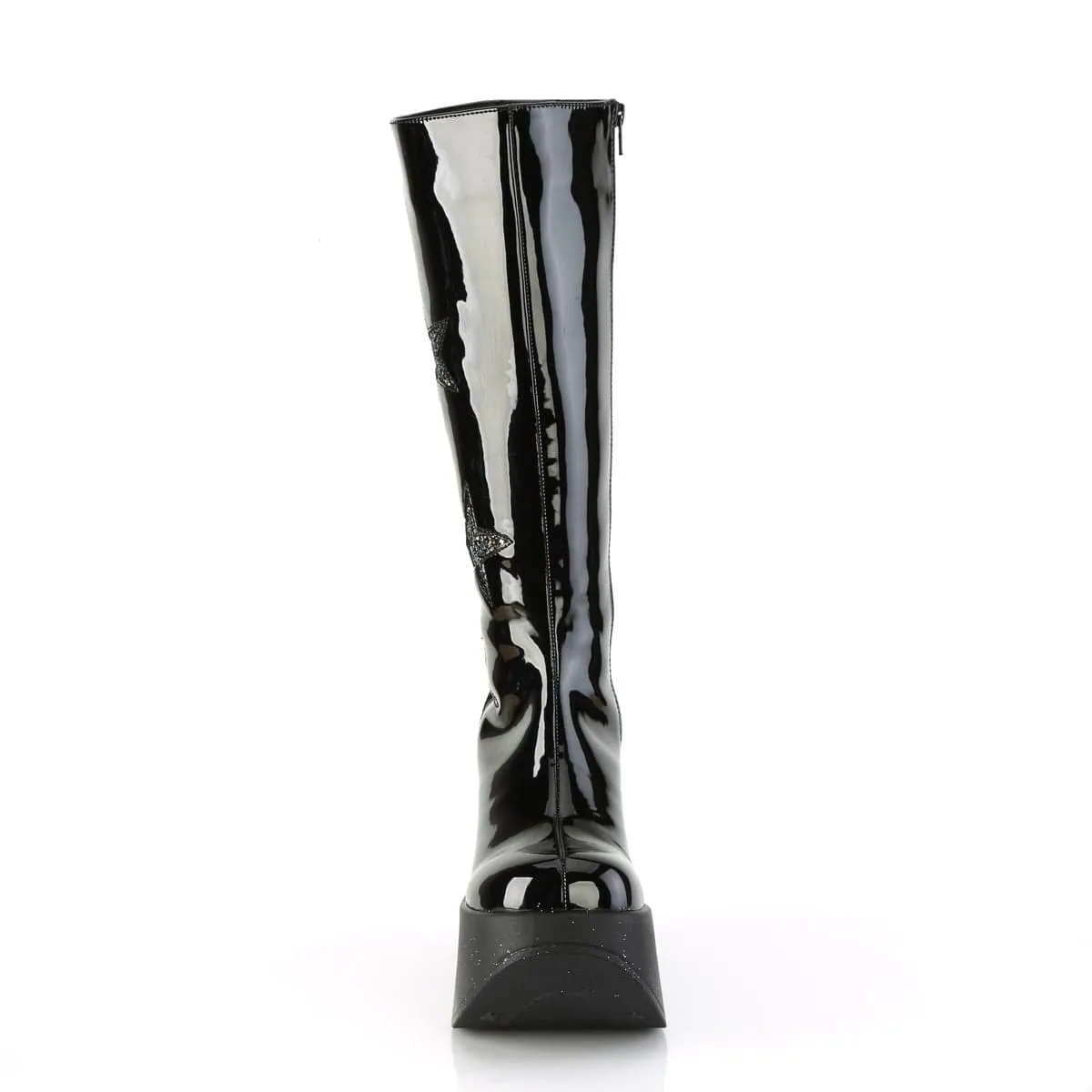 DYNAMITE-218 Black Patent -Black Multi Glitter