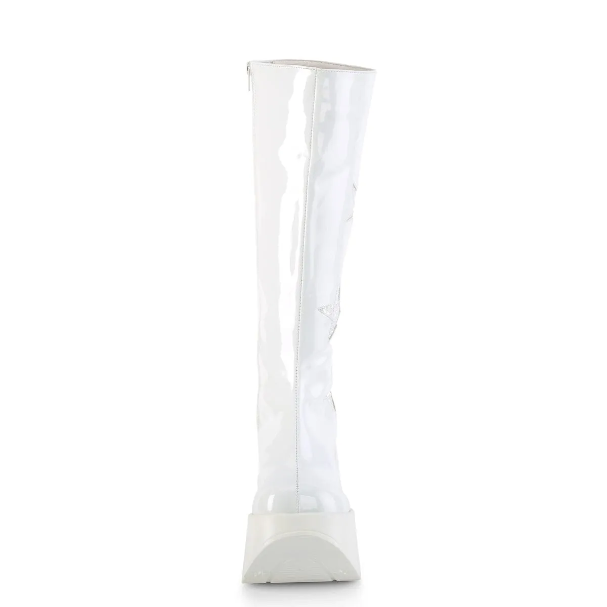 DYNAMITE-218 White Patent -White Multi Glitter