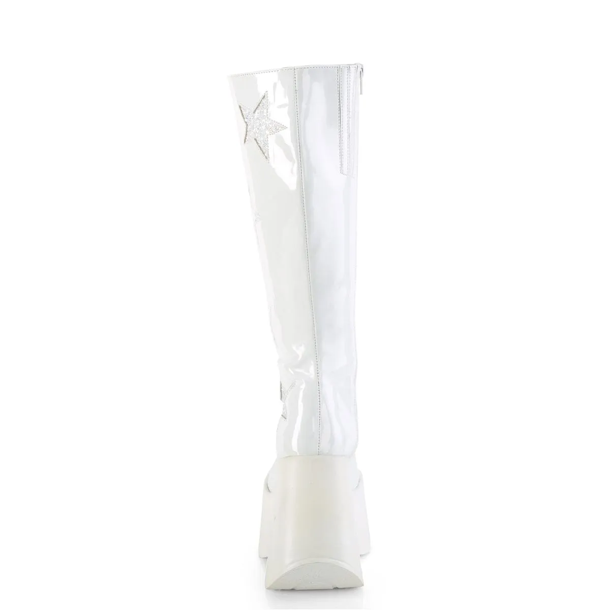 DYNAMITE-218 White Patent -White Multi Glitter