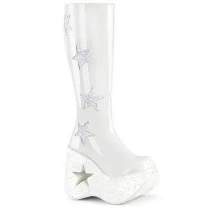 DYNAMITE-218 White Patent -White Multi Glitter