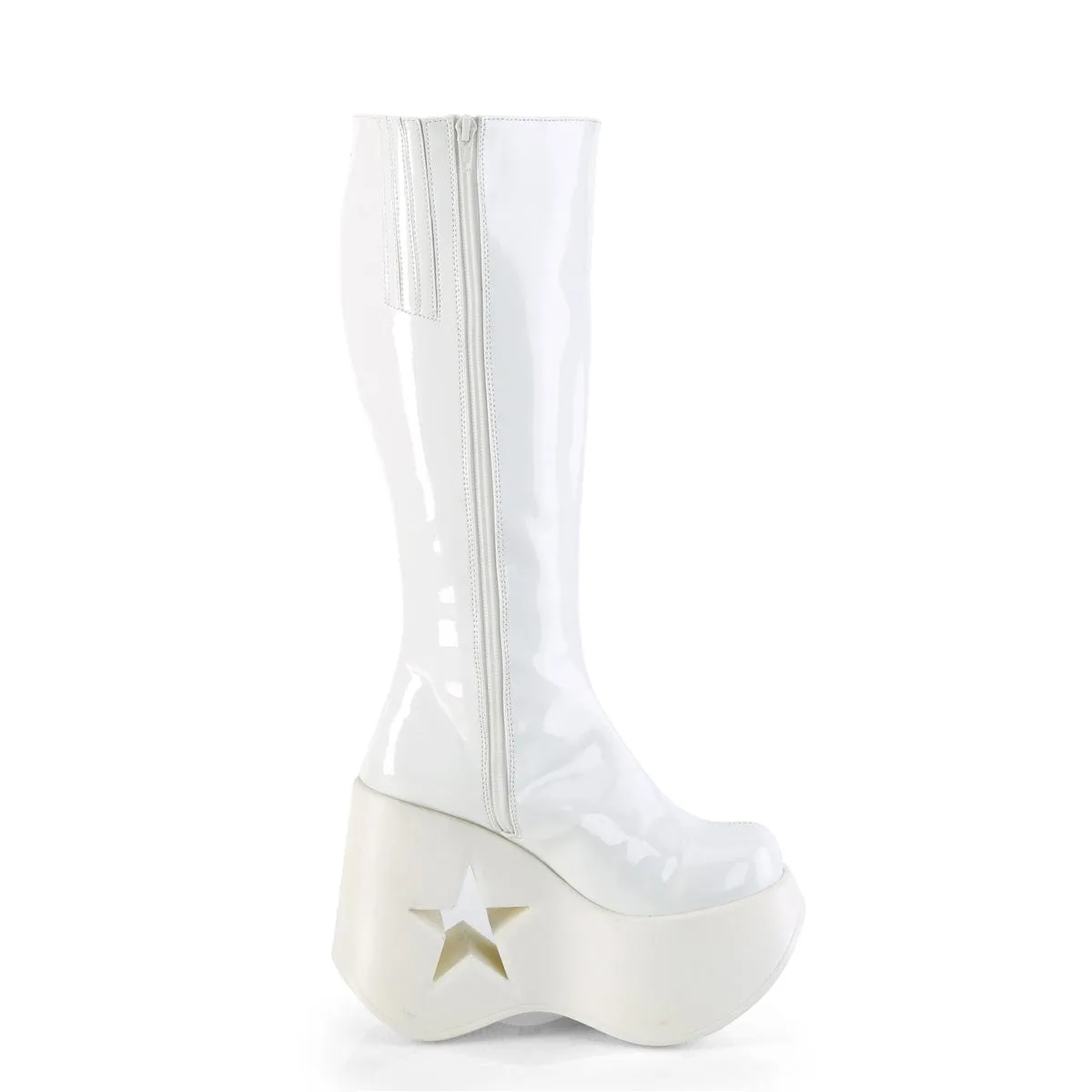 DYNAMITE-218 White Patent -White Multi Glitter