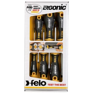 Felo 0715753693 Slotted & Phillips Ergonomic Screwdriver Set, 5 Piece