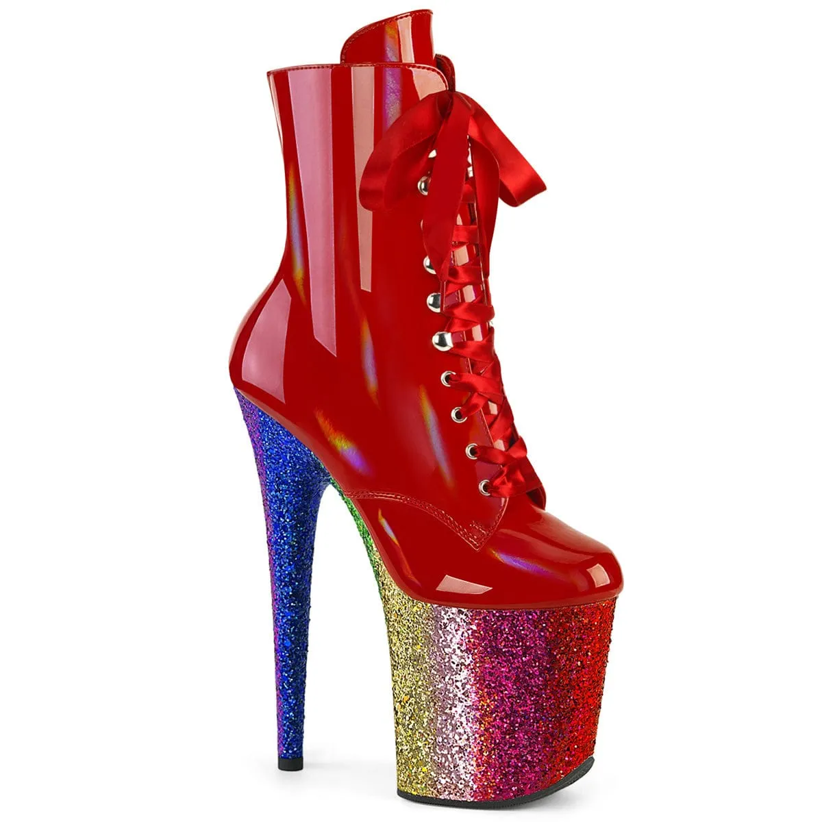 FLAMINGO-1020HG Red Hologram Patent/Rainbow Glitter