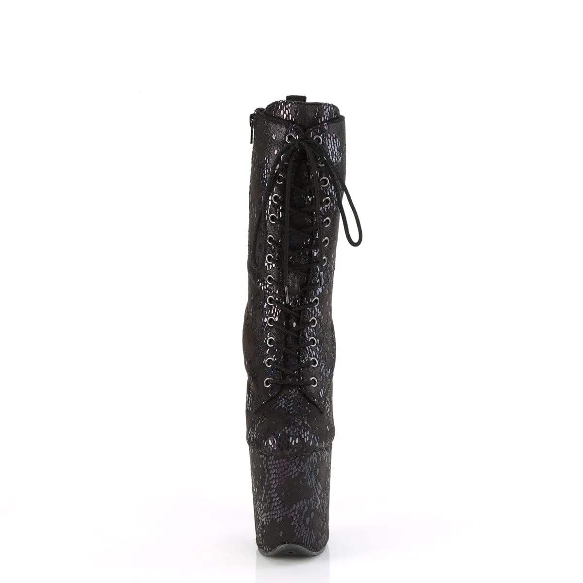 FLAMINGO-1040S Platform  Black Oil Slick Metallic Snake Print Fabric/M