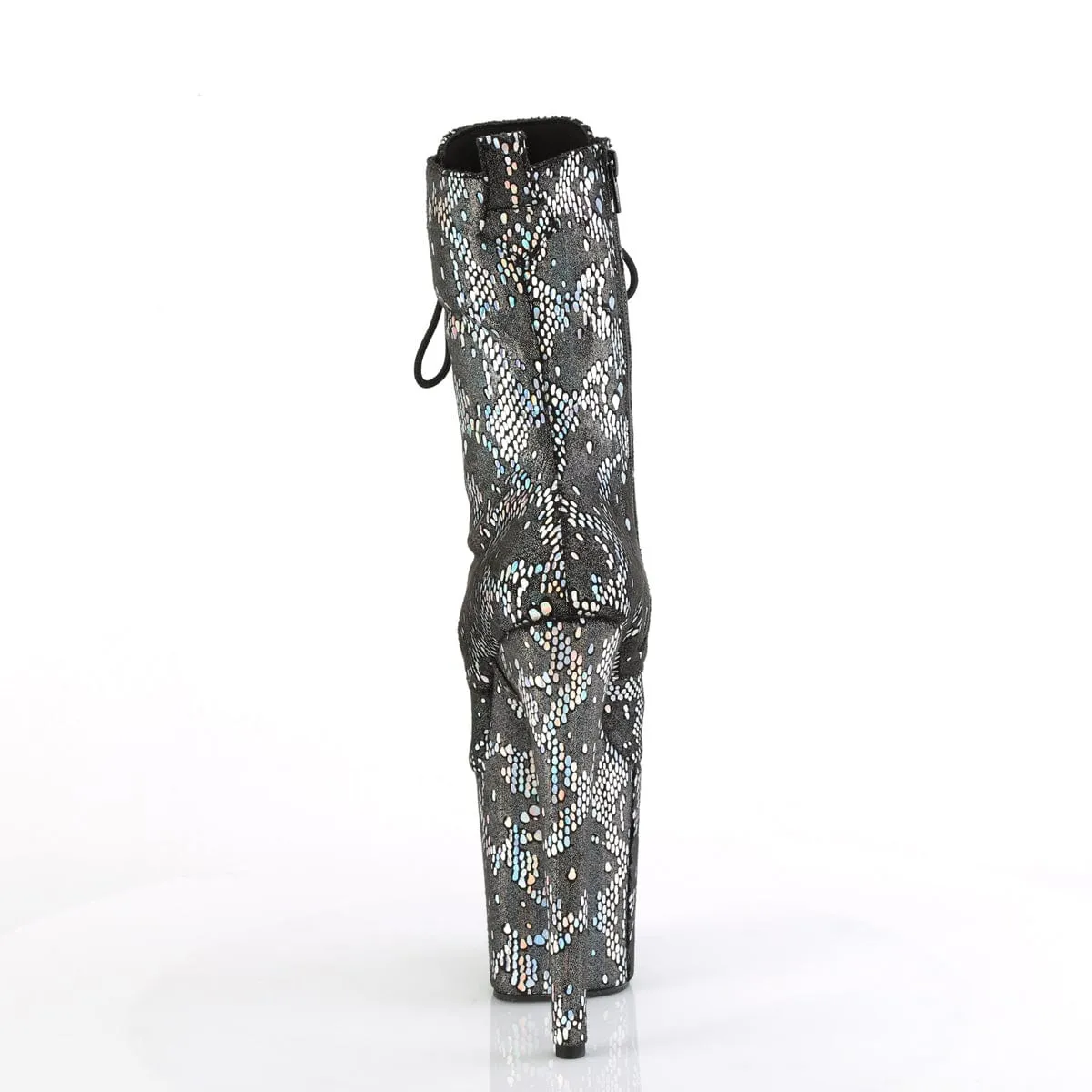 FLAMINGO-1040S Platform  Silver Metallic Hologram Snake Print Fabric/M