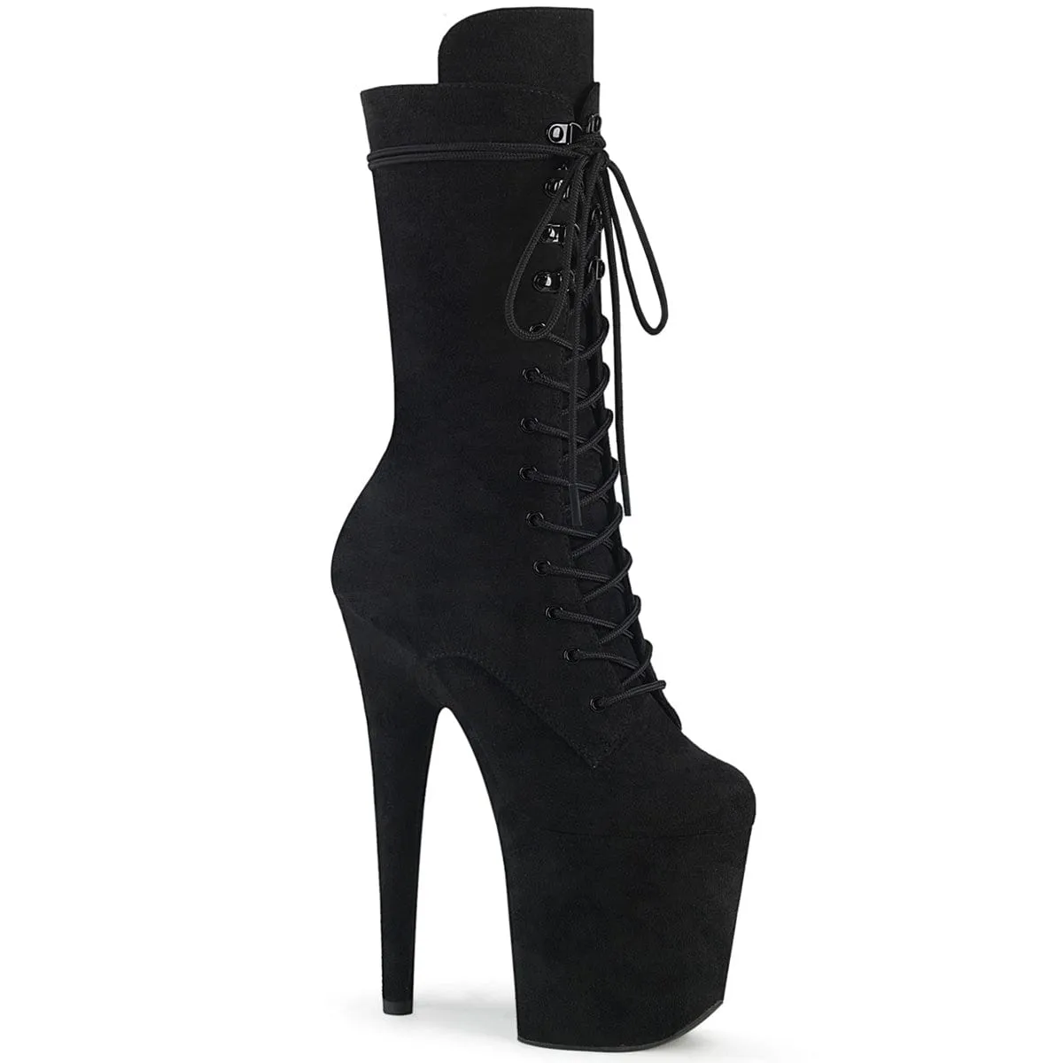 FLAMINGO-1050FS Black Faux Suede/Black Faux Suede