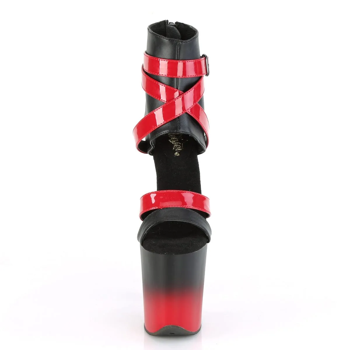 FLAMINGO-800-15 Black Faux Leather-Red Patent/Black-Red Matte